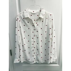 LC Lauren Conrad Heart Print Blouse Women’s 0X NWT